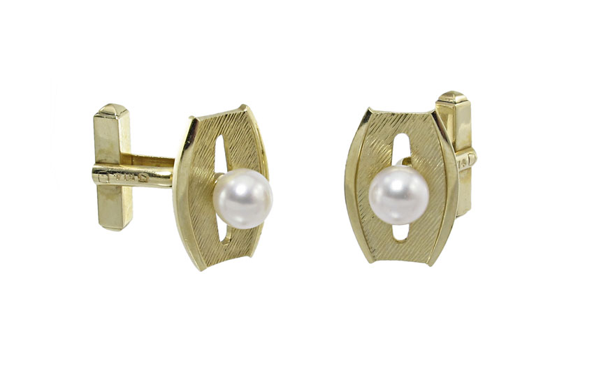 14K MID CENTURY GOLD CUFF LINKS