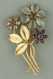 14K MOONSTONE, AMETHYST, PERID