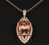14K MORGANITE AND DIAMOND PEND