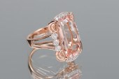 14K MORGANITE & DIAMOND RING: