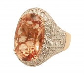 14K MORGANITE & DIAMOND RING 1