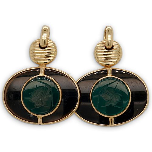 14K MOTHER OF PEARL, ONYX AND CAMEO