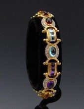 14K MULTI COLOR GEMSTONE AND D