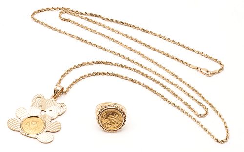 14K NECKLACE & RING W/ CHINESE