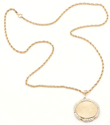 14K NECKLACE W/ 14K & DIAMOND