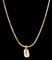 14K NECKLACE WITH PEARL & DIAM