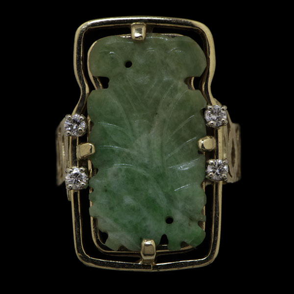 14k Nephrite Jade and Diamond