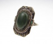 14K NEPHRITE JADE RING: 14K ye