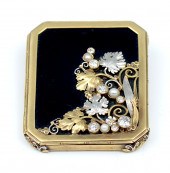 14K ONYX SET LOCKET BROOCH/PEN