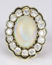 14K OPAL DIAMOND DINNER RING14