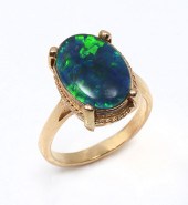 14K OPAL TRIPLET RING: 14K yel