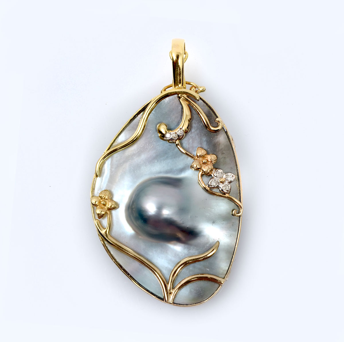 14K & OVAL BLISTER PEARL PENDANT