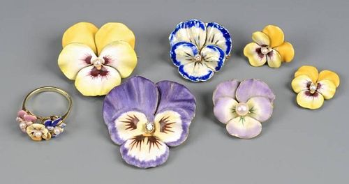 14K PANSY ENAMELED JEWELRYGroup