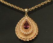 14K PEAR SHAPED AMETHYST PENDA