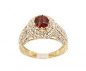 14K RED SPINEL & DIAMOND RING