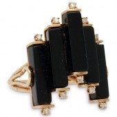 14K RETRO ONYX DIAMOND COCKTAI