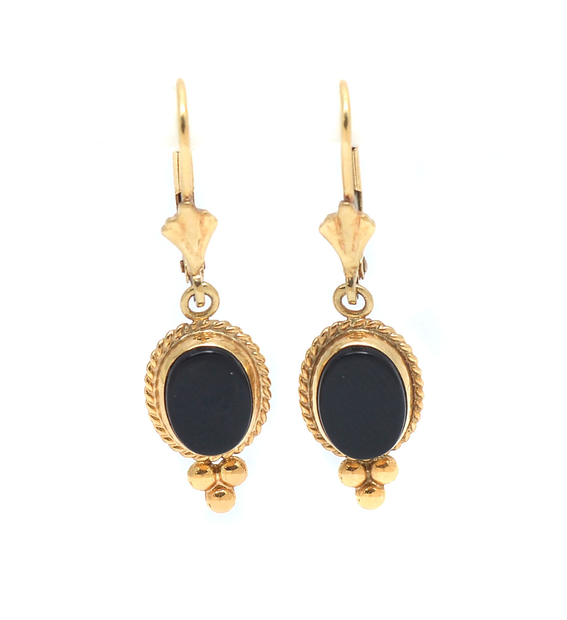 14K REVIVAL BLACK ONYX EAR WIRES: