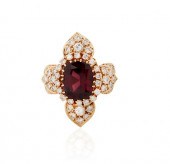 14K RHODOLITE GARNET AND DIAMO