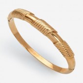 14K RIBBED YELLOW GOLD HINGED