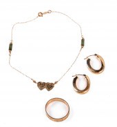 14K Ring, earrings and anklet
