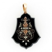 14K ROSE GOLD, ONYX & SEED PEA