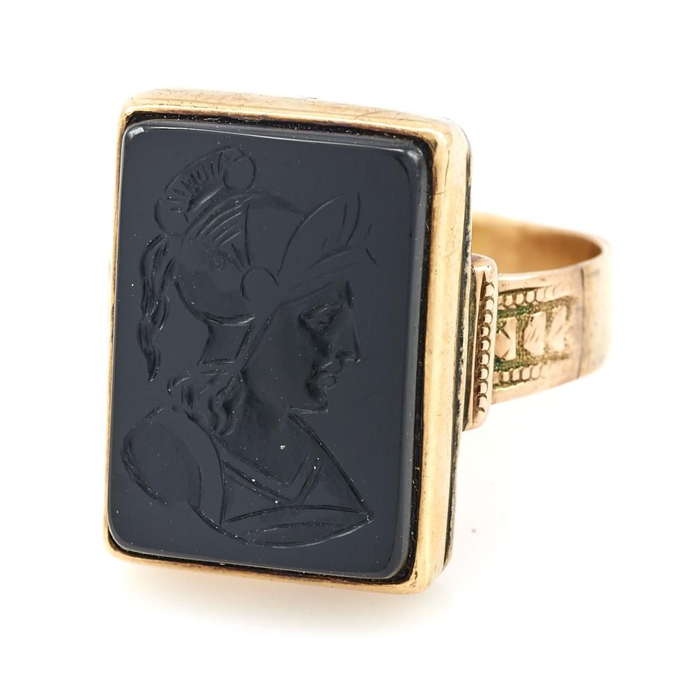 14K ROSE GOLD ONYX INTAGLIO RING14k