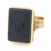 14K ROSE GOLD ONYX INTAGLIO RI