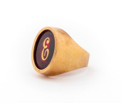 14K ROSE GOLD RUBY INLAID SIGN