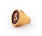 14K ROSE GOLD RUBY INLAID SIGN