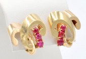 14K ROSE GOLD, RUBY RETRO STYL