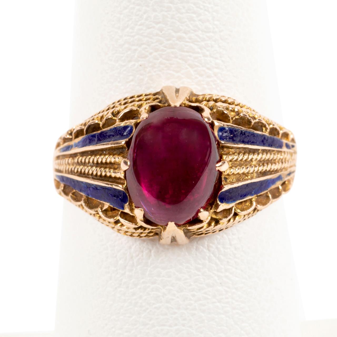 14K ROSE GOLD, SYNTHETIC RUBY &