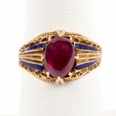 14K ROSE GOLD, SYNTHETIC RUBY