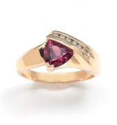 14K RUBELITE & DIAMOND RING: A