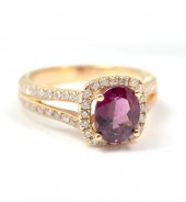 14K RUBELITE TOURMALINE & DIAM