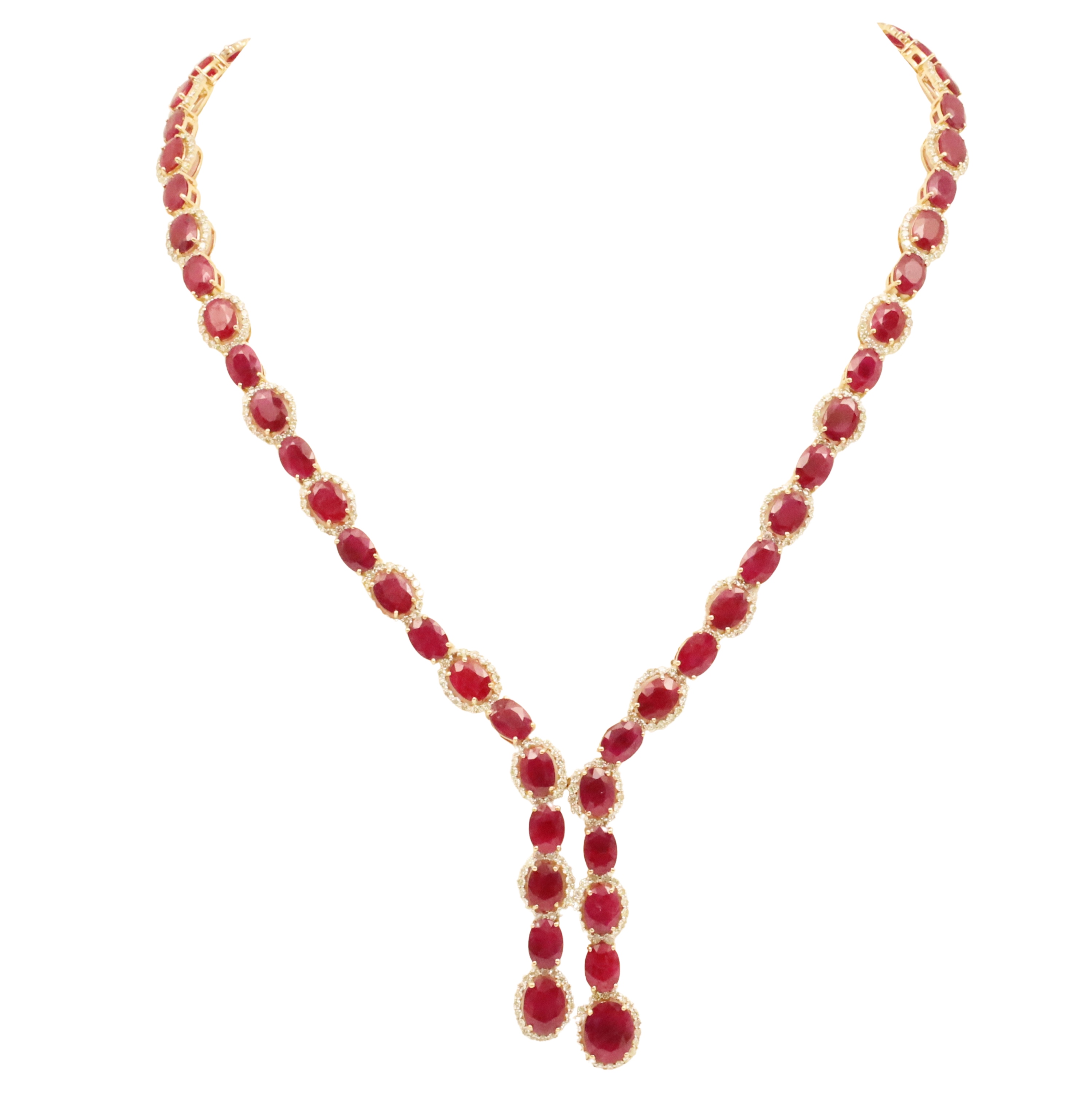 14K RUBY AND DIAMOND NECKLACE W/GIA