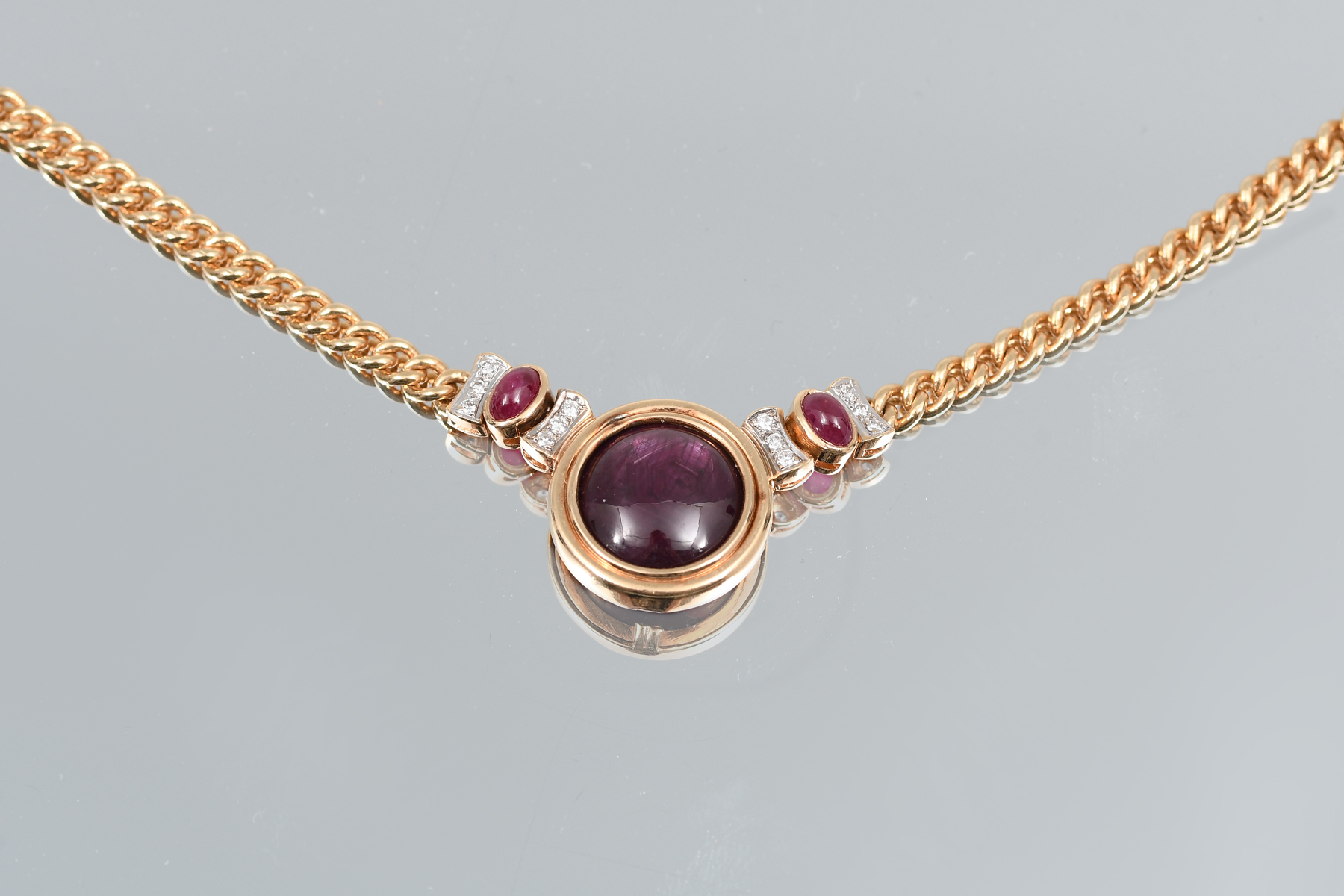 14K RUBY/DIAMOND NECKLACE: 14K