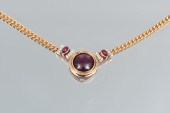 14K RUBY/DIAMOND NECKLACE: 14K
