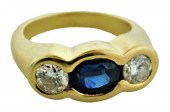 14K SAPPHIRE AND DIAMOND RING,