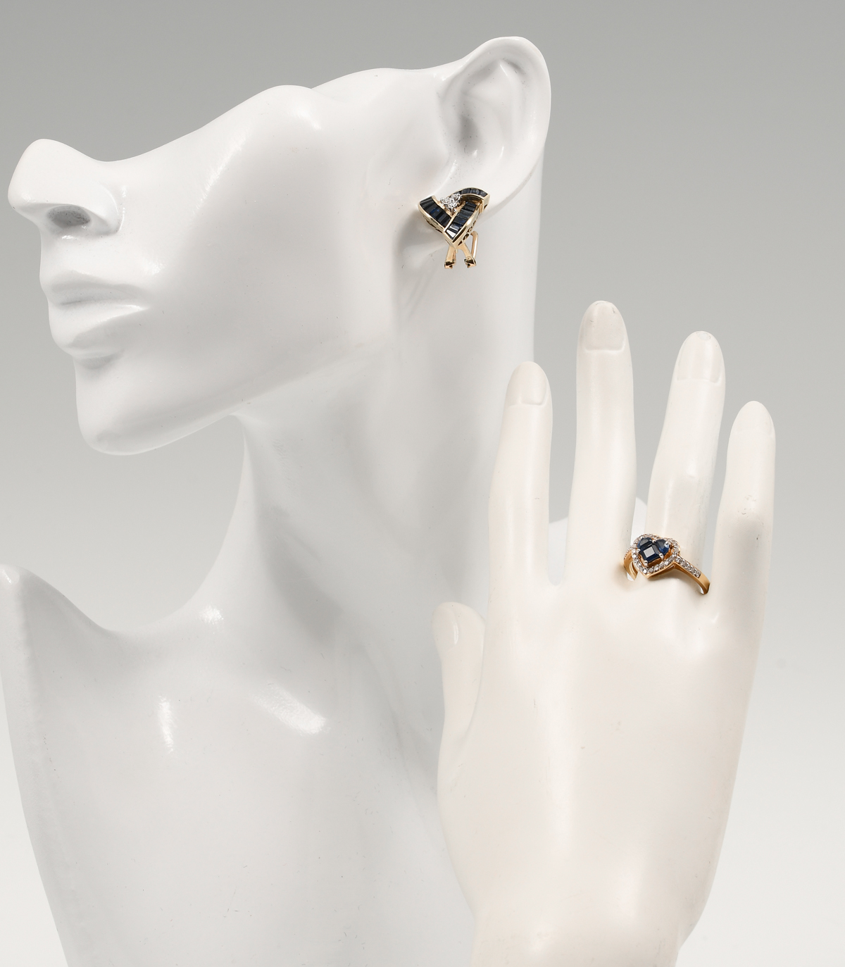 14K SAPPHIRE & DIAMOND EARRINGS AND