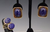 14K SODALITE & LAPIS RING & EA