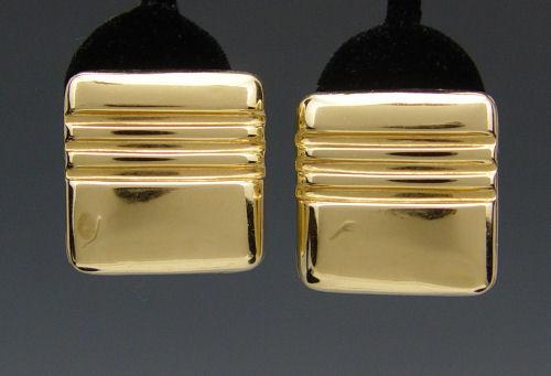 14K SQUARE PUFFED EARRINGS: 14K