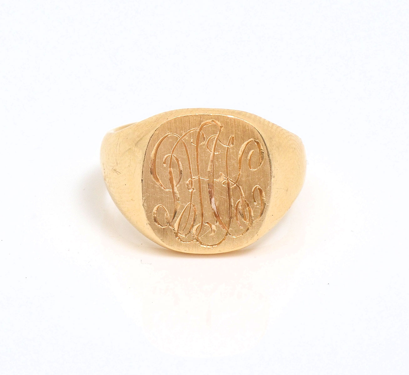 14K SQUARE SIGNET RING: 14K
