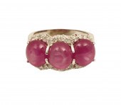 14K STAR RUBY & DIAMOND RING 1