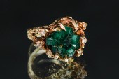 14K SYNTHETIC EMERALD & DIAMON