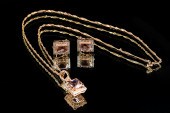 14K SYNTHETIC SPINEL & DIAMOND