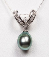 14K TAHITIAN PEARL & DIAMOND P