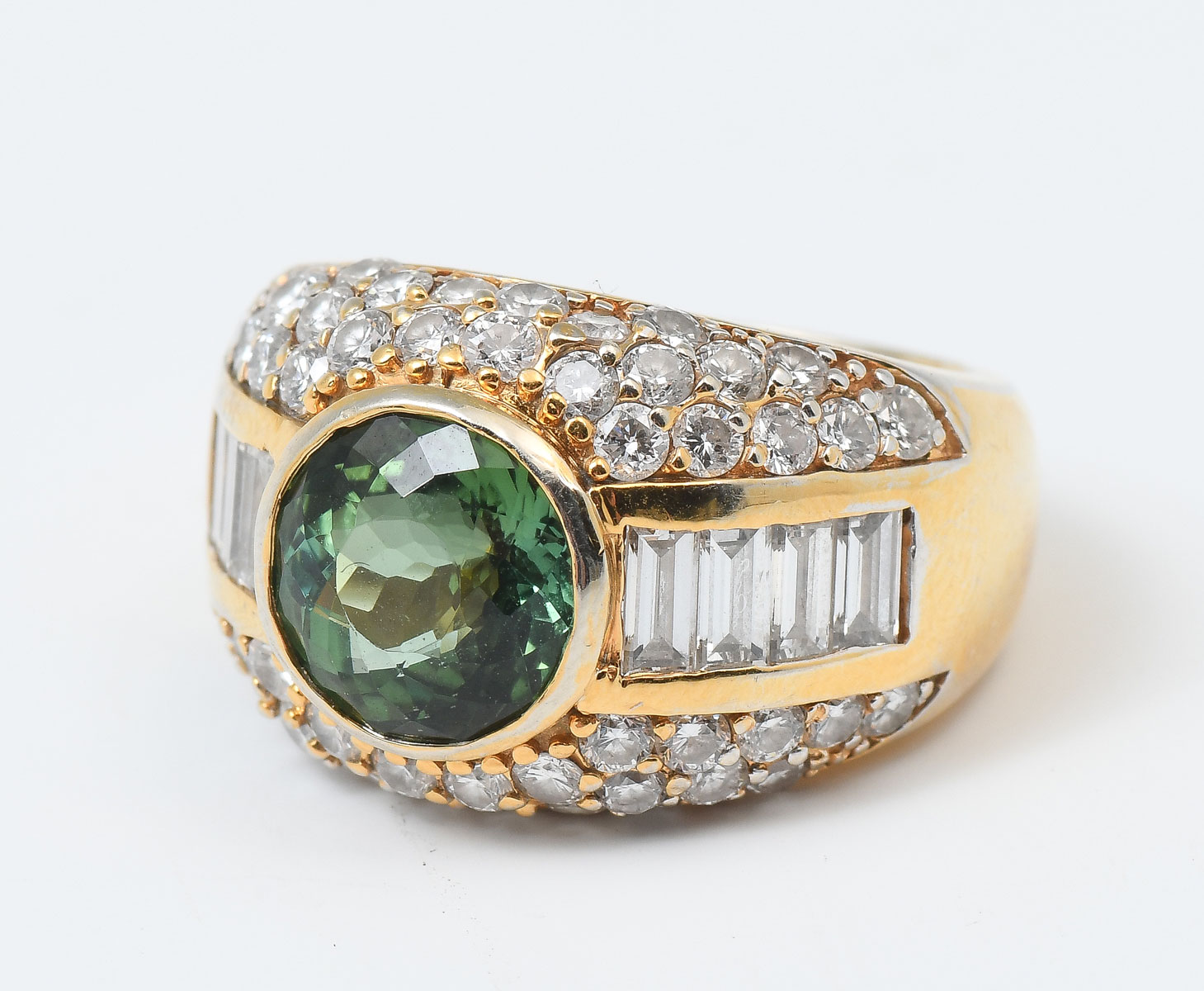 14K TOURMALINE & DIAMOND RING:
