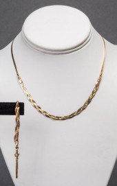 14K TRI-GOLD HERRINGBONE NECKL