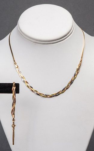 14K TRI-GOLD HERRINGBONE NECKLACE
