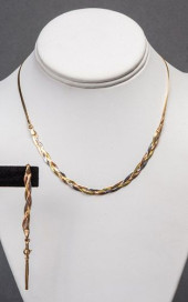 14K TRI-GOLD HERRINGBONE NECKL